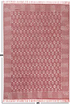 Natural Cotton Area Rug Hand Block Printed Rug Bohemian Kilim Rug Dining Room Rug