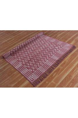 Natural Cotton Area Rug Hand Block Printed Rug Bohemian Kilim Rug Dining Room Rug 4