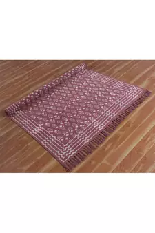 Natural Cotton Area Rug Hand Block Printed Rug Bohemian Kilim Rug Dining Room Rug