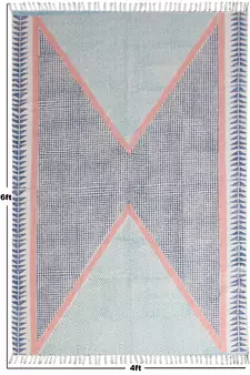Handmade Block printed bedroom rug boho cotton rug Home decorative rug Floor area Carpet