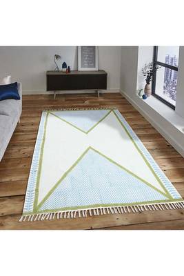 Dining Room Rug Indian Geometric kilim cotton woven dhurrie Outdoor yoga mat garden rug 2
