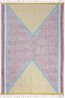Indian cotton area rug Outdoor yoga cotton kilim Hand block printed rug Dining room woven rug 1