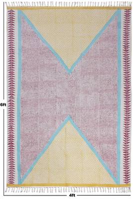 Indian cotton area rug Outdoor yoga cotton kilim Hand block printed rug Dining room woven rug 3