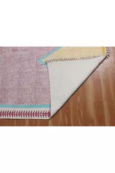 Indian cotton area rug Outdoor yoga cotton kilim Hand block printed rug Dining room woven rug