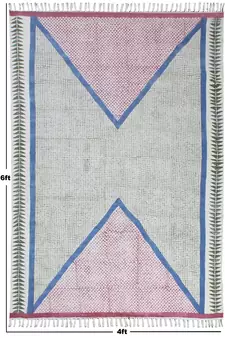 Study Room Rug Kitchen Area Mat Hand Block Printed Cotton Durries Doormats
