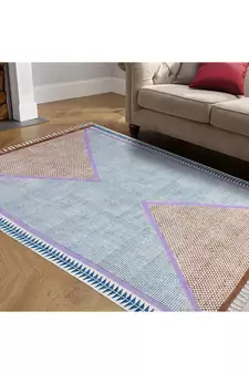 Home Decor Blue Hand Woven Rag Rug Bohemia Kilim Rug Entryway Throw Rug
