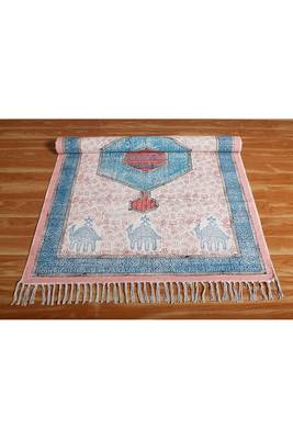 Bohemian Cotton Area Rug Hand Block Printed Throw Rugs Hand Woven Floor Rug 4