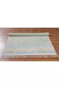 Handmade Cotton Kilim Boho Print Geometric Area Rug India Cotton Carpet