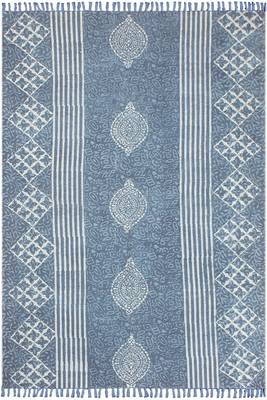 Indian Handmade Block Printed Cotton Durries Yoga Mat Outdoor Carpet 1