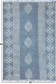 Indian Handmade Block Printed Cotton Durries Yoga Mat Outdoor Carpet