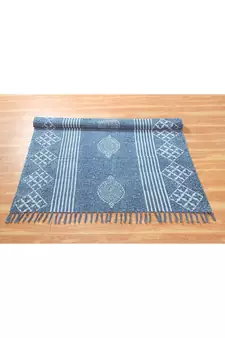 Indian Handmade Block Printed Cotton Durries Yoga Mat Outdoor Carpet