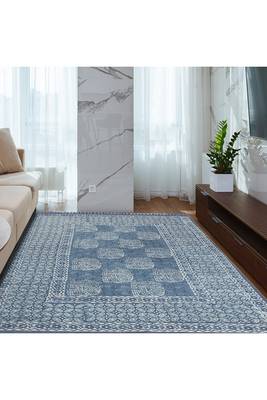 Indian Natural Dhurrie Handmade Pure Cotton Carpet Hand Block Print Kilim Rug 2