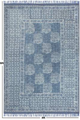 Indian Natural Dhurrie Handmade Pure Cotton Carpet Hand Block Print Kilim Rug 3