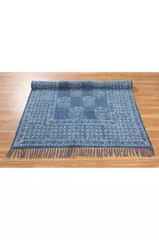 Indian Natural Dhurrie Handmade Pure Cotton Carpet Hand Block Print Kilim Rug