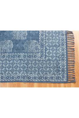 Indian Natural Dhurrie Handmade Pure Cotton Carpet Hand Block Print Kilim Rug 5