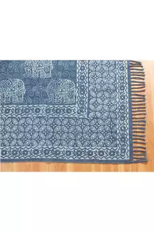 Indian Natural Dhurrie Handmade Pure Cotton Carpet Hand Block Print Kilim Rug