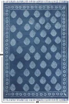 Living Room Cotton Kilim Rug Yoga Garden Carpet Hand Block Printed Dhurrie