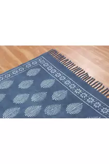 Living Room Cotton Kilim Rug Yoga Garden Carpet Hand Block Printed Dhurrie