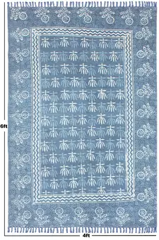 Home Decor Kilim Handmade Pure Cotton Carpet Hand Block Printed Dhurrie