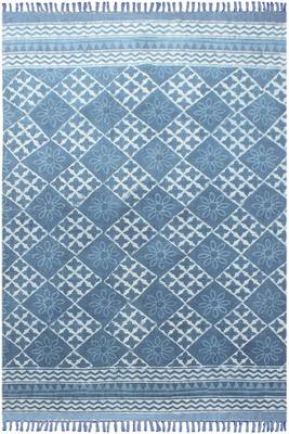 Indian Flat Weave Rug Hand Block Print Yoga Kilim Outdoor Area Dhurrie 1