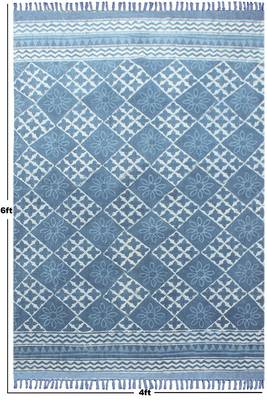 Indian Flat Weave Rug Hand Block Print Yoga Kilim Outdoor Area Dhurrie 3