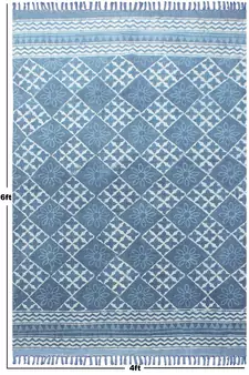 Indian Flat Weave Rug Hand Block Print Yoga Kilim Outdoor Area Dhurrie