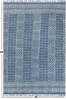 Handmade Pure Cotton Carpet Natural Color Printed Rug Indian Flat Weave Kilim Rug