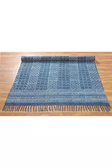 Handmade Pure Cotton Carpet Natural Color Printed Rug Indian Flat Weave Kilim Rug