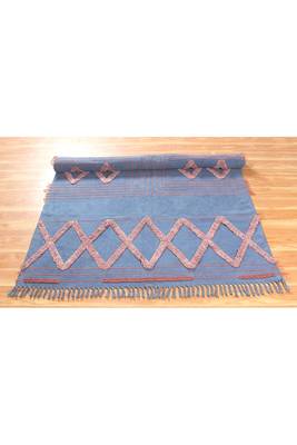Hand Block Printed Dhurrie Home Decor Kilim Handmade Pure Cotton Carpet 4