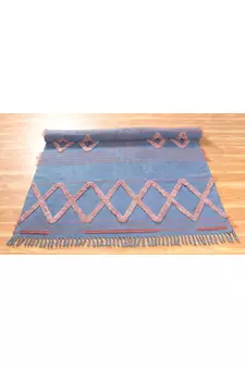 Hand Block Printed Dhurrie Home Decor Kilim Handmade Pure Cotton Carpet