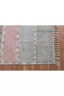 Natural Geometric Area Rug Dining Room Kilim Dhurrie Indian Cotton Carpet