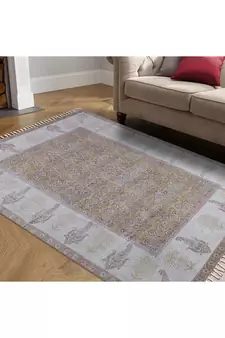 Dining Room Kilim Dhurrie Natural Eco-Friendly Area Rug Indian Cotton Carpet