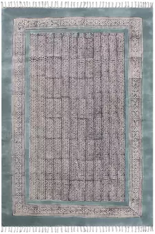 Flat Weave Area Dhurrie Indian Hand-Woven Rug Hand Block Print Kilim Yoga Carpet