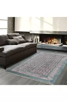 Flat Weave Area Dhurrie Indian Hand-Woven Rug Hand Block Print Kilim Yoga Carpet