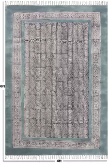 Flat Weave Area Dhurrie Indian Hand-Woven Rug Hand Block Print Kilim Yoga Carpet