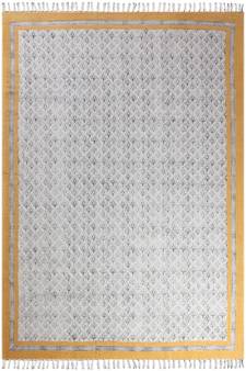 Natural Block Printed Rug Handmade Pure Cotton Carpet Indian Flat Weave Rug
