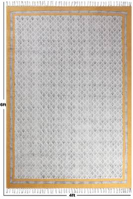 Natural Block Printed Rug Handmade Pure Cotton Carpet Indian Flat Weave Rug 3