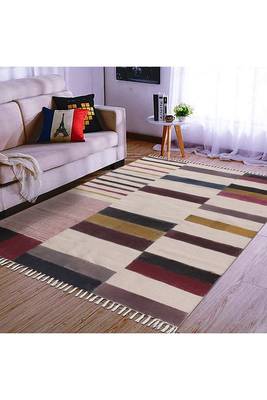Hand Block Printed Dhurrie Home Decor Kilim Handmade Pure Cotton Carpet 2