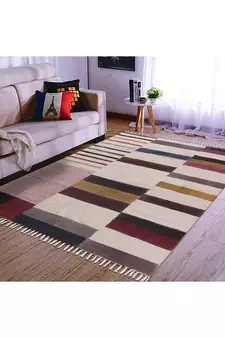 Hand Block Printed Dhurrie Home Decor Kilim Handmade Pure Cotton Carpet