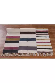Hand Block Printed Dhurrie Home Decor Kilim Handmade Pure Cotton Carpet