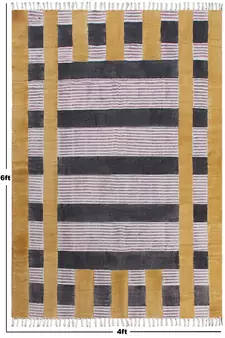 Hand Block Print Kilim Rug Handmade Pure Cotton Carpet Indian Natural Dhurrie