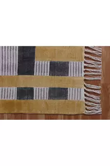 Hand Block Print Kilim Rug Handmade Pure Cotton Carpet Indian Natural Dhurrie