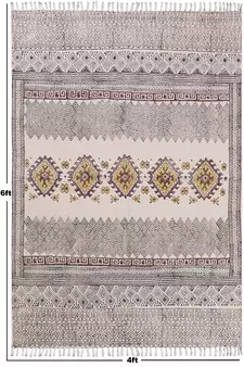 Indian Moroccan Rug Handmade Block Printed Cotton Durries Yoga Mat Outdoor Carpet
