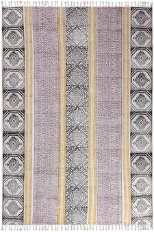 Handmade Pure Cotton Carpet Dining Room Rug Hand Block Printed Dhurrie