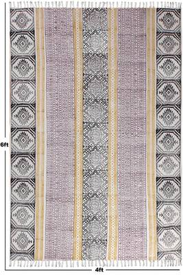 Handmade Pure Cotton Carpet Dining Room Rug Hand Block Printed Dhurrie 3