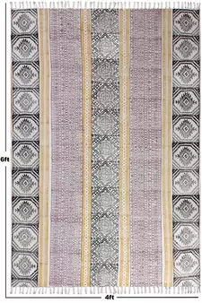 Handmade Pure Cotton Carpet Dining Room Rug Hand Block Printed Dhurrie