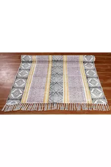 Handmade Pure Cotton Carpet Dining Room Rug Hand Block Printed Dhurrie