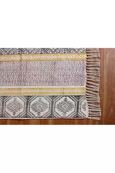 Handmade Pure Cotton Carpet Dining Room Rug Hand Block Printed Dhurrie