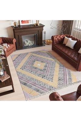Flat Weave Kilim Dhurrie Geometric Handmade Pure Cotton Carpet Kitchen Rug 2