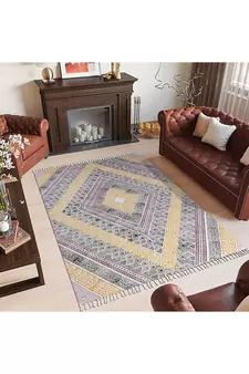 Flat Weave Kilim Dhurrie Geometric Handmade Pure Cotton Carpet Kitchen Rug